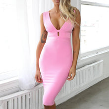 Load image into Gallery viewer, Bandage Dress for Women 2021 Summer Pink Bodycon Dress Sexy Cut Out Rayon White Black Red Club Party Dress Evening Outfits
