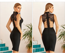 Load image into Gallery viewer, Adyce 2021 New Summer Women Black Lace Bandage Dress Sexy White Backless Hollow Out Midi Celebrity Evening Runway Party Dresses
