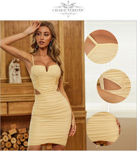 Load image into Gallery viewer, ADYCE New Summer Women Bodycon Bandage Dress Sexy Hollow Out Draped Spaghetti Strap Celebrity Runway Club Party Dress Vestidos
