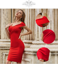 Load image into Gallery viewer, ADYCE 2021 New Summer Women Bandage Dress Sexy V-Neck Short Sleeve Red Bodycon Celebrity Runway Night Club Party Dress Vestidos
