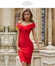 Load image into Gallery viewer, ADYCE 2021 New Summer Women Bandage Dress Sexy V-Neck Short Sleeve Red Bodycon Celebrity Runway Night Club Party Dress Vestidos
