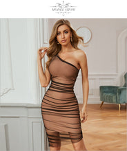 Load image into Gallery viewer, Adyce 2021 New Summer Women One Shoulder Bodycon Bandage Dress Sexy Sleeveless Lace Club Celebrity Evening Runway Party Dresses
