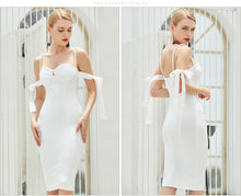 Load image into Gallery viewer, Adyce 2021 New Summer Off Shoulder Bandage Dress Sexy Spaghetti Strap Short Sleeve Bodycon Club Celebrity Evening Party Dresses
