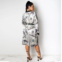 Load image into Gallery viewer, Bonnie Forest Fashion Long Sleeve Pay My Bills Cover Up Robes Elegant Money Print Stain Sleep Wear Women Dress Lounge Wears
