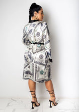 Load image into Gallery viewer, Bonnie Forest Fashion Long Sleeve Pay My Bills Cover Up Robes Elegant Money Print Stain Sleep Wear Women Dress Lounge Wears
