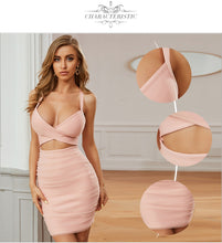 Load image into Gallery viewer, Adyce 2021 New Summer Women Spaghetti Strap V Neck Pink Bandage Dress Sexy Hollow Out Mini Club Celebrity Runway Party Dresses
