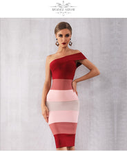 Load image into Gallery viewer, Adyce 2021 New Summer Women One Shoulder Bandage Dres Sexy Sleeveless Mid-Calf Bodycon Club Celebrity Evening Runway Party Dress
