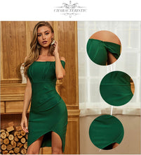 Load image into Gallery viewer, ADYCE 2021 New Summer Women Green Off Shoulder Bandage Club Dress Sexy Short Sleeve Bodycon Celebrity Evening Runway Party Dress
