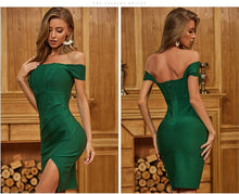 Load image into Gallery viewer, ADYCE 2021 New Summer Women Green Off Shoulder Bandage Club Dress Sexy Short Sleeve Bodycon Celebrity Evening Runway Party Dress
