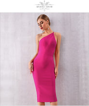 Load image into Gallery viewer, Adyce 2021 New Summer One Shoulder Bandage Dress Women Vestidos Sexy Rose Red Spaghetti Strap Club Celebrity Runway Party Dress
