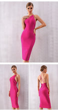 Load image into Gallery viewer, Adyce 2021 New Summer One Shoulder Bandage Dress Women Vestidos Sexy Rose Red Spaghetti Strap Club Celebrity Runway Party Dress
