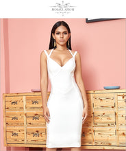 Load image into Gallery viewer, ADYCE New Summer White Bodycon Bandage Dress Women Sexy Halter Spaghetti Strap Sleeveless Club Celebrity Evening Party Dresses
