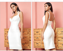 Load image into Gallery viewer, ADYCE New Summer White Bodycon Bandage Dress Women Sexy Halter Spaghetti Strap Sleeveless Club Celebrity Evening Party Dresses
