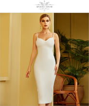 Load image into Gallery viewer, Adyce 2021 New Summer Women White V Neck Bodycon Bandage Dress Sexy Spaghetti Strap Club Celebrity Runway Party Dresses Vestidos
