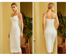 Load image into Gallery viewer, Adyce 2021 New Summer Women White V Neck Bodycon Bandage Dress Sexy Spaghetti Strap Club Celebrity Runway Party Dresses Vestidos
