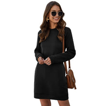 Load image into Gallery viewer, Autumn Winter Mini Dress Casual Solid O Neck Long Sleeve Basic Female Fashion Warm Short Dresses Vestidos Mujer New
