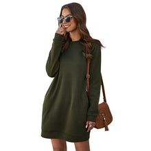 Load image into Gallery viewer, Autumn Winter Mini Dress Casual Solid O Neck Long Sleeve Basic Female Fashion Warm Short Dresses Vestidos Mujer New
