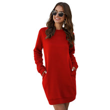 Load image into Gallery viewer, Autumn Winter Mini Dress Casual Solid O Neck Long Sleeve Basic Female Fashion Warm Short Dresses Vestidos Mujer New
