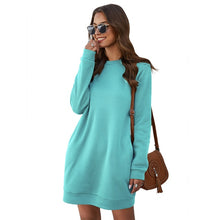 Load image into Gallery viewer, Autumn Winter Mini Dress Casual Solid O Neck Long Sleeve Basic Female Fashion Warm Short Dresses Vestidos Mujer New
