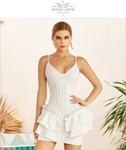 Load image into Gallery viewer, Adyce 2021 New Summer Women Mini Mermaid Bandage Dress Sexy Spaghetti Strap Ruffles V Neck Club Celebrity Runway Party Dress
