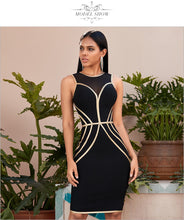 Load image into Gallery viewer, Adyce New Summer Black Lace Bodycon Bandage Dress Sexy Hollow Out Sleeveless Tank Club Celebrity Evening Party Dresses Vestidos
