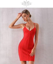 Load image into Gallery viewer, Adyce 2021 New Summer Bodycon Bandage Dress Women Sexy Red Spaghetti Strap V Neck Backless Celebrity Evening Party Dress Vestido
