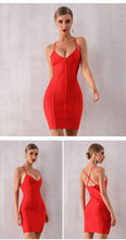 Load image into Gallery viewer, Adyce 2021 New Summer Bodycon Bandage Dress Women Sexy Red Spaghetti Strap V Neck Backless Celebrity Evening Party Dress Vestido
