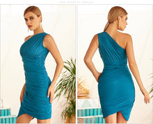 Load image into Gallery viewer, Adyce 2021 New Summer Women Green One Shoulder Bandage Dress Sexy Sleeveless Draped Mesh Celebrity Runway Evening Party Dresses
