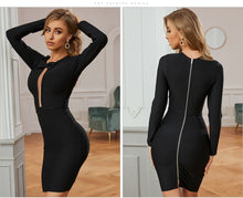 Load image into Gallery viewer, Adyce 2021 New Autumn Women Long Sleeve Mini Bodycon Bandage Dress Sexy Hollow Out Bow Club Celebrity Evening Runway Party Dress
