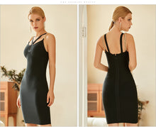 Load image into Gallery viewer, Adyce 2021 New Summer Women Black Spaghetti Strap Wrap Bandage Dress Sexy Sleeveless Mini Celebrity Evening Runway Party Dresses
