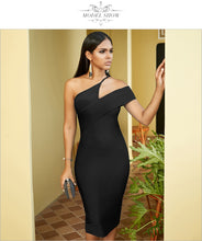 Load image into Gallery viewer, ADYCE 2021 New Summer Women One Shoulder Bodycon Celebrity Runway Party Dress Sexy Sleeveless Strapless Club Black Bandage Dress
