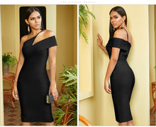 Load image into Gallery viewer, ADYCE 2021 New Summer Women One Shoulder Bodycon Celebrity Runway Party Dress Sexy Sleeveless Strapless Club Black Bandage Dress
