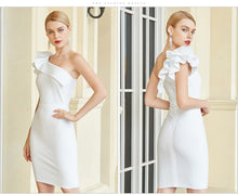 Load image into Gallery viewer, Adyce 2021 New Summer One Shoulder Ruffles Bodycon Bandage Dress Women Sexy Sleeveless Celebrity Runway Club Party Dress Vestido
