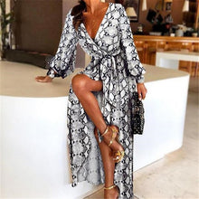 Load image into Gallery viewer, 2021 New Style Fashion Elegant Women Sexy Boat Neck Glitter Deep V Neck Print Party Dress Formal Long Dress Sexy Clubwear
