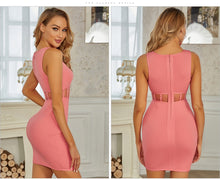 Load image into Gallery viewer, Adyce 2021 New Arrival Tank Sleeveless O Neck Mini Bodycon Bandage Dress Sexy Pink Lace Women Club Celebrity Runway Party Dress
