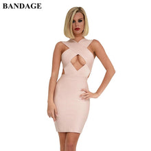 Load image into Gallery viewer, BANDAGE New Nude Rayon Bandage Dress Women Vestidos Celebrity Runway Party Dresses Hollow Out Sleeveless Club Outfits
