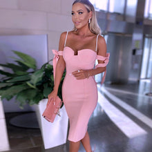 Load image into Gallery viewer, bandage dress for women 2021 new arrival pink bodycon dress beaded off shoulder sexy birthday party dress evening club outfits
