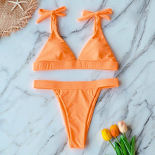 Load image into Gallery viewer, 2021 New High Waist Bikini Women Swimsuit Push Up Swimwear Solid Halter Bikini Set Brazilian Bathing Suit Swimming Wear Female
