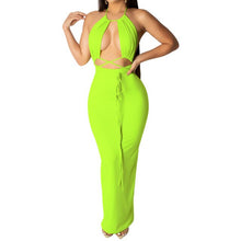 Load image into Gallery viewer, ANJAMANOR Neon Bodycon Hot Sexy Dress Womens Sexy Backless Sleeveless Halter Long Maxi Dresses Party Night Clubwear  D36-AA97
