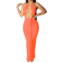 Load image into Gallery viewer, ANJAMANOR Neon Bodycon Hot Sexy Dress Womens Sexy Backless Sleeveless Halter Long Maxi Dresses Party Night Clubwear  D36-AA97
