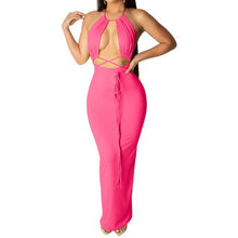 Load image into Gallery viewer, ANJAMANOR Neon Bodycon Hot Sexy Dress Womens Sexy Backless Sleeveless Halter Long Maxi Dresses Party Night Clubwear  D36-AA97
