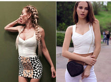 Load image into Gallery viewer, 2021 new arrivals women&#39;s elastic bandage crop top spaghetti strap busty solid candy color v-neck hot sale  EV1529
