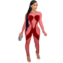 Load image into Gallery viewer, Adogirl Sexy Transparent Mesh Jumpsuit Elegant Long Womens Overalls Full Sleeve Evening Party Club Bodycon Velvet Romper 4XL
