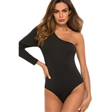 Load image into Gallery viewer, Bodysuit Female Sexy One Shoulder Long Sleeve Slim Bodycon Jumpsuits Solid Color Ladies Rompers Skinny Bodysuit
