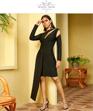 Load image into Gallery viewer, Adyce 2021 New Winter Long Sleeve Bandage Dress Women Sexy Hollow Out Mini Black Hot Club Celebrity Runway Evening Party Dresses
