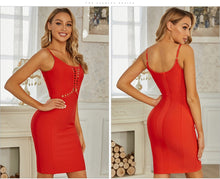 Load image into Gallery viewer, Adyce 2021 New Summer Women Red Spaghetti Strap Bodycon Bandage Dress Sexy Hollow Out Sleeveless Celebrity Runway Party Dresses
