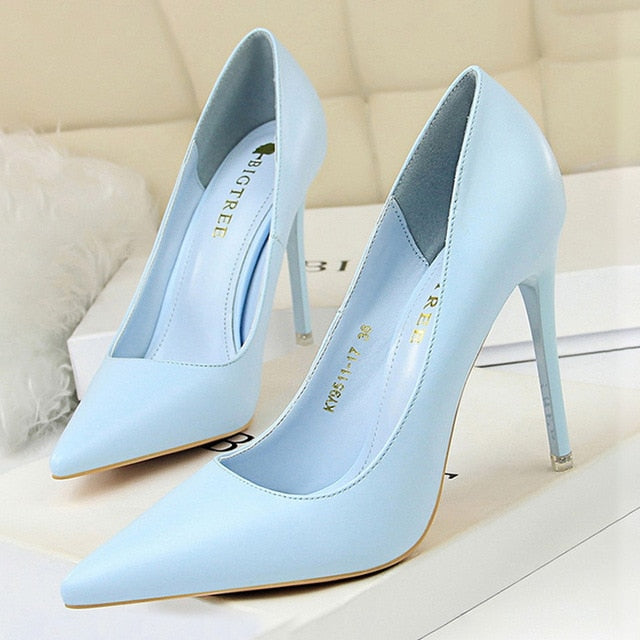 BIGTREE Shoes Women Pumps Fashion High Heels Shoes Black Pink White Shoes Women Wedding Shoes Ladies Stiletto Women Heels 2021