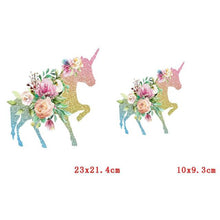 Load image into Gallery viewer, ALSAS 2PCS Flower Butterfly Iron On Transfers Cartoon Unicorn Owls Girls Ironing Stickers
