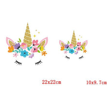 Load image into Gallery viewer, ALSAS 2PCS Flower Butterfly Iron On Transfers Cartoon Unicorn Owls Girls Ironing Stickers
