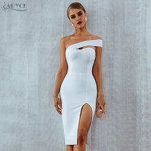 Load image into Gallery viewer, Adyce White Blue Bodycon Bandage Dress Women 2021 Summer Sexy Elegant Black One Shoulder Strapless Celebrity Runway Party Dress
